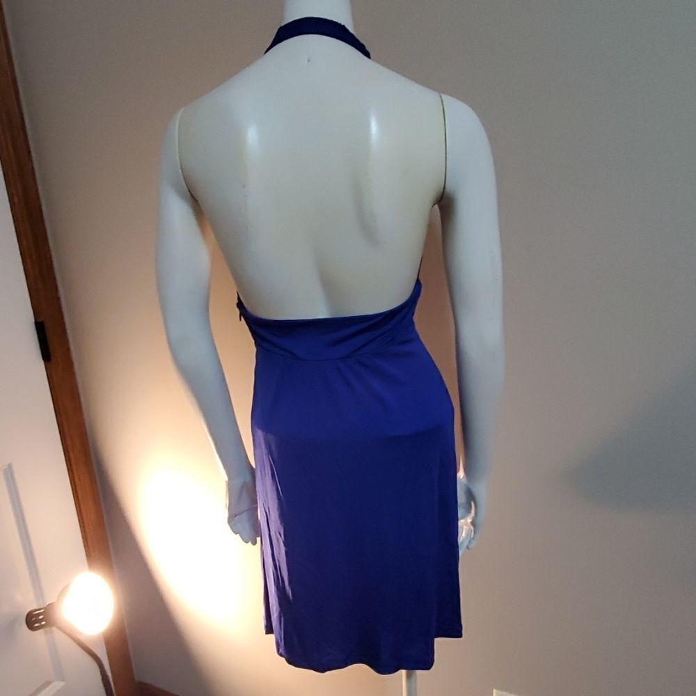 Guess Jeans Sexy Low Cut Blue Halter Dress (Small) - Picture 5 of 6